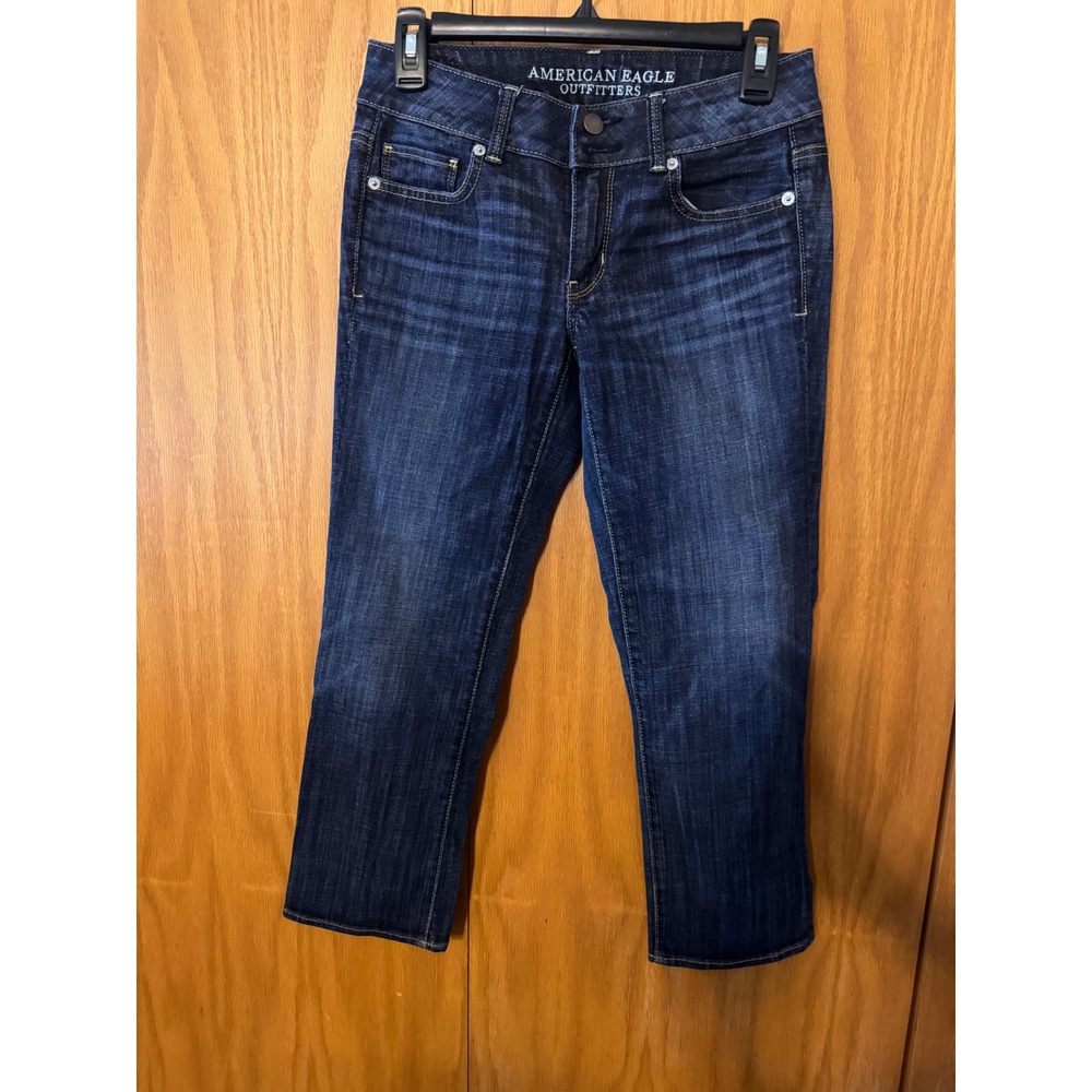 American Eagle Artist Crop Jeans Womens 2 Dark Wash Stretch Denim Blue Pants